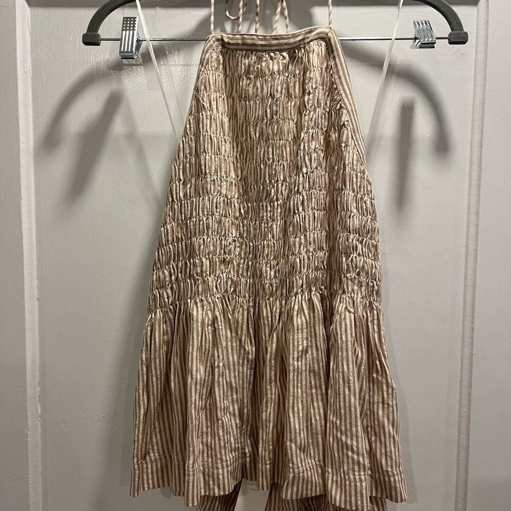 NWT Smocked Stripe Halter Tie Top Open Back